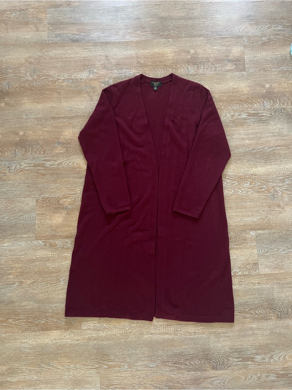Charter Club Luxury 100% Cashmere Long Duster Cardigan | Burgundy | Size XL